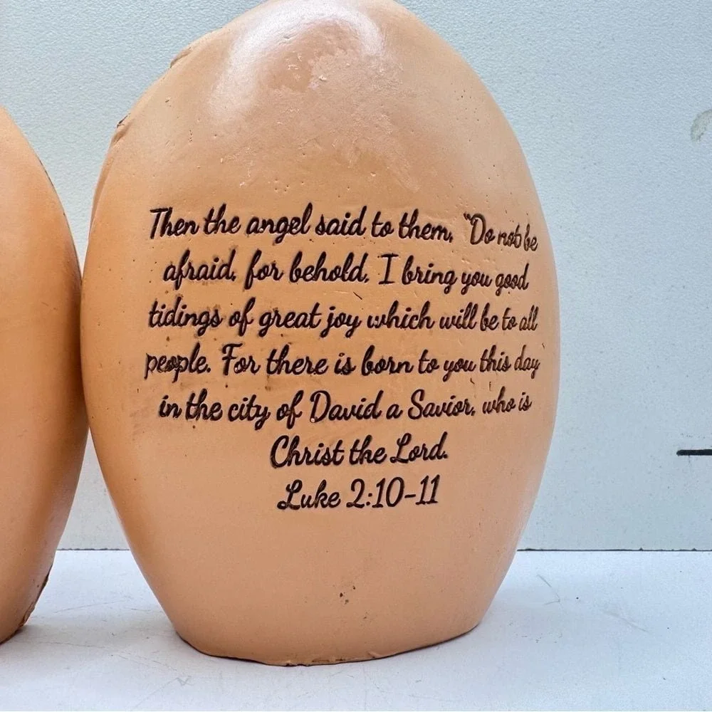 Handcrafted‎ Nativity Scene Figurines resin with bible verses on back